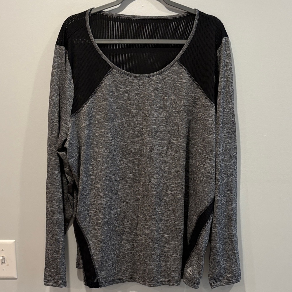 RBX Gray and Black Mesh Long Sleeve Tee